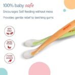 LuvLap Baby Feeding Spoon Set Of 2 With Ultra Supple 100% Silicone Tip,Bpa Free Material With Food Grade Silicone Tip,Self Feeding Utensil,Baby Weaning Spoon For Kids 4 Months+(Green&Pink),16 Cm - Image 3