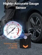 UN1QUE Tyre Inflator for Car, 150PSI Car Air Pump, 12V DC Portable Air Compressor for Tyre, Fast Inflation Speed Inflator Pump with LED Light (AA1104/109) - Image 3