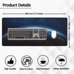 Sounce Large Extended Earth Design Desk Mat for Laptop Keyboard and Mouse Use Water Resistant Anti Slip Surface Non Logo Mouse Pad 800 x 300 mm Ideal for Office Home and Gaming Setup in Black [AA1102/185] - Image 3