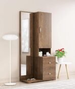 Wooden Dressing Table For Bedroom With 2 Drawer, Mirror And Huge Storage Space | Long Dresser Vanity Table With Mirror (Flower Wenge), Brown (AA1104/222) - Image 6