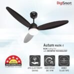 DIGISMART Autum Mark 1 1200mm BLDC 3 Blade Ceiling Fan with Remote Control|BEE 5 star Rated Energy Efficient Ceiling Fan|High Air Delivery with LED Indicators| 5 Year Warranty (Smoke Brown-Pack of 2) (AA1104/157) - Image 2