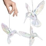 Premium 3D Clear Crystal Acrylic Iridescent Pigeon Dove Hummingbird Hanging Suncatcher (Hummingbird, Pack of 4 Pieces)(AA1103/82)