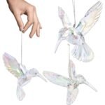 Premium 3D Clear Crystal Acrylic Iridescent Pigeon Dove Hummingbird Hanging Suncatcher (Hummingbird, Pack of 4 Pieces)(AA1103/82)