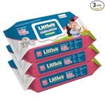 Little's Soft Cleansing Baby Wipes with Lid | 80 Wipes x Pack of 3 - 240 Wipes | Extra Thick & Moist Wet Wipes for Baby's | Prevents Rashes & Redness with Goodness of Aloe Vera, Vitamin E & Jojoba Oil