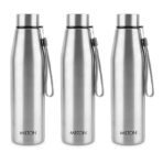 MILTON Drift 1000 Stainless Steel Water Bottle 950 ml, Set of 3, Single Walled, ISI Certified I Leak Proof Lid, Rust Proof I For School, Office, Gym I Silver (AA1104/5)