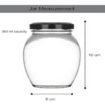 Transparent Glass Jar and Container Air Tight Black Lid for Kitchen 400 ml Mataki Glass Jar with Airtight Metal Lid Pack of 6 - Image 5
