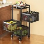 ALLWIN HOUSEWARE W Multi-Purpose 3 Layer Trolley Storage Organizer and Kitchen Accessories Items for Kitchen Storage Rack Square Design Fruits & Vegetable Onion Potato (Square, 3 Layer) (AA1104/242) - Image 7