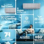 Haier Gravity Series 1.6 Ton 5 Star AI Climate Control Smart Split AC (5460 Watts, HEXA Inverter, Copper, Fabric Finish, HSU19G-MZAIS5BN-INV,Moonstone Grey) [AA1096/27] - Image 5
