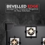 BLOWHOT Pluton 4 Burner Battery Operated Hybrid Gas Hob Top Heavy Brass Burners With Brass Base 70cm Toughened Glass Top, One 100mm Triple Ring, Two 90mm Double Ring, One 70mm Brass Burner - Black[AA1098/38] - Image 3