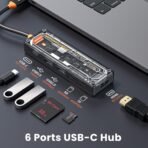Portronics MPort View Two 6-in-1 USB Type-C Hub Dock,100 W Type-C PD&Data, USB 3.0 SuperSpeed, USB 2.0,SD and Micro SD, 4K HDMI,Transparent Case for Laptop, PC & More(Black)[AA1098/106] - Image 2