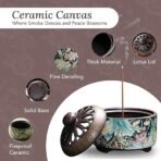 Ekhasa Ceramic Dhoop Dani Loban Burner Holder Stand for Home | Dhup Kapoor Dani for Puja | Sambrani Dhoop Holder | Dhuni Burner Samrani Dhoop Batti Stand for Pooja | Dhup Stand Incense Oud Burner - Image 3