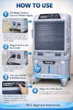 20inchi" Commercial Air Cooler THAR110 | 110 Litre Water Tank | 17 Inch Climatizer Fan Blade | 41 mm Heavy Duty Motor | Inverter Compatible | For Shop, Hall & Commercial Use - Image 4