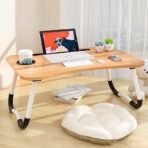 TEKCOOL Study Table Foldable Wooden Laptop Bed Tray Table, Multifunction Lap Tablet Desk with Cup Holder, Perfect for Eating Breakfast, Reading Book, Working, Watching Movie On Bed (AA1104/3) - Image 2