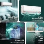 Haier 1.5 Ton 4 Star AI Climate Control Smart Split AC (5250 Watts, Copper, Wi-Fi, 4-Way Swing, Triple Inverter, 7 in 1, Frost Self Clean, HD Filter, Cools at 60°C - HSU18K-PYAIR4BN-INV, White) [AA1096/21] - Image 2