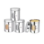 Ebun Stainless Steel See Through Heavy Gauge Containers 3 Kgs|Pack of 4 Pcs Combo, Silver[AA1100/18]