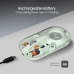 Portronics Toad 8 Transparent Wireless Bluetooth Mouse with Dual Wireless (BT+2.4 GHz), Rechargeable Battery, Noise-Free Clicking, Show/Hide Desktop, Multi-Device Pair, Adjust Sensitivity (Green & Grey & Red & Purple & White) (AA1102/70) - Image 3