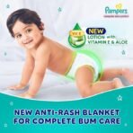 Pampers Complete Skin Comfort Pants, Anti-rash blanket, Lotion with Vitamin E & Aloe Vera, Medium (M), 76 Count, 7-12kg  (AA1102) - Image 3