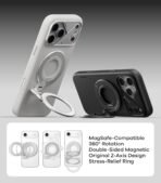 Aulumu G09 Magnetic Ring Grip | Omnidirectional Rotation | MagSafe Compatible | Aluminium Alloy Construction | Stable Dual-Sided Magnetic Attachment | Includes Handle Ring Phone Stand- Black [AA1102/216] - Image 4