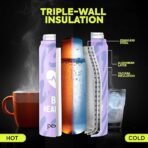 Pexpo Austin 800 ISI Certified Stainless Steel Vacuum Insulated Flask - 740ml | Double Wall | Sipper Cap | Hot & Cold Water Bottle | Loop Handle | for Home, Office, Gym, Outdoor - Orchid Purple - Image 2