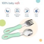 LuvLap Premium Stainless Steel Baby Spoon & Fork Set for Baby Feeding, Stainless Steel Spoonand Fork Set, Food Grade PP Spoon, BPA Free Feeding Spoon for Kids of 12+ Months (Light Blue) - Image 2