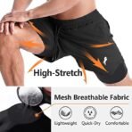 JUST RIDER 2 in 1 Running Sports Shorts for Men with Mobile Phone Pocket Light Weight Quick Dry Fabric for Gym Athletic Workout Running Shorts Lightweight Training Yoga Gym Short with Towel Loop - Image 3