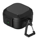 Sounce Tough Case Compatible with Samsung Galaxy Buds Live/Pro/2 Pro, Rugged Protective Cover with Carabiner, Scratch Resistant, Drop Protection, Shock Armor Series - Carbon Fiber (AA1102/61)