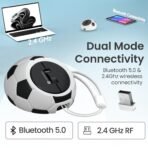 Portronics ToadPlay Football Mini Wireless Bluetooth Mouse with Dual Wireless Connectivity (BT + 2.4 GHz), Rechargeable Battery, Noise-Free Clicking, Multi-Device Pair, Adjust Sensitivity (White) (AA1102/73) - Image 2