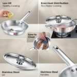 Prestige TRIPLY 4 Pc Cookware Set | TRIPLY Splendid | Fry Pan 22cm/1.9L | Kadai 22cm/2.5L | Sauce Pan 14cm/1.3L | SS Lid 24cm | Gas & Induction Compatible | Even Heat Distribution | 15Y Warranty | ISI[AA1098/28]