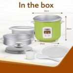 AGARO Marvel Electric Rice Cooker, 1.8L, 1.5 Kgs (approx. 10 cups) raw rice, 700W, Automatic Boiler, Steamer, Removable Aluminium Pot, Stainless Steel Lid, Keep Warm Function, Trivet Plate, Rice(AA1103/89) - Image 2