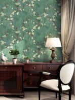 ANNA CREATIONS Self Adhesive Decorative Peel Stick Sea Green Waterproof Floral Wallpaper Removable Wall Sticker for Living Room Hall Decoration PVC Vinyl DIY Wall Stickers 45x304cm (Green Floral) (AA1102/48) - Image 2