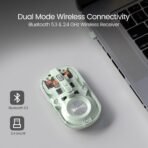 Portronics Toad 8 Transparent Wireless Bluetooth Mouse with Dual Wireless (BT+2.4 GHz), Rechargeable Battery, Noise-Free Clicking, Show/Hide Desktop, Multi-Device Pair, Adjust Sensitivity (Green & Grey & Red & Purple & White) (AA1102/70) - Image 4
