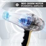 VEGA PROFESSIONAL Pro Dry 1800-2000W Hair Dryer for Woman & Man | Blow Dryer for Women Cool Shot Button & Combination of 4 Heat & 2 Speed Settings, Gold, (VPVHD-04) (AA1104/57) - Image 4