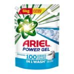 Ariel Power Gel Liquid Detergent for Top Load & Semi Auto – 6kg | Removes 100 Dried Stains in 1 Wash | Faster Dissolving | Long-Lasting Fragrance | Color Protection | At the price of Powders