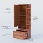 Krishna Wood Decor Sheesham Wood Dressing Table with Mirror, 175 x 44 x 40 cm, Single Door, Storage Drawer, Brown (Honey Finish) (AA1104/228) - Image 3