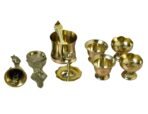 8-Inch Plain Brass Pooja Thali Set with Diyas, Kumkum Bowls, Agarbatti Stand & Accessories(AA1103/122) - Image 3