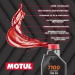 Motul 7100 4T API SN Fully Synthetic Ester Petrol Engine Oil for Bikes, 10W50 - 1L - Image 2