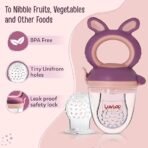 LuvLap Silicone Food/Fruit Nibbler with Extra Mesh, Soft Pacifier/Feeder, Teether for Baby, Infant, Bunny Violet & Pink (AA1102/99) - Image 4