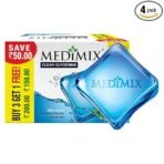 Medimix Clear Glycerine Oil Balance Bathing Bar Soap for Oily Skin 100g (3 + 1 Combo Pack) | Infused with Eucalyptus Oil & Mint