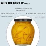 Transparent Glass Jar and Container Air Tight Black Lid for Kitchen 400 ml Mataki Glass Jar with Airtight Metal Lid Pack of 6 - Image 3