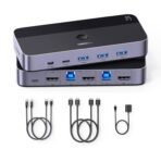 UGREEN USB 3.0 KVM HDMI Switch 4K@60Hz 2_Way High-Speed Transmission Share 3 USB + 1 Type-C Ports for Keyboard Mouse Hard Drives Printer to One Monitor with 2 USB Cables and 2 HDMI Cables [AA1102/217]
