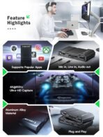 Lemorele Video Capture Card,4K 60fps Ultra-Low Latency Output, USB-C（Capture） with Mic/Line Input Audio Interfaces, It is Compatible with Switch, PS4, PS5, Laptops, Phone, PCs, and Macs [AA1102/230] - Image 2