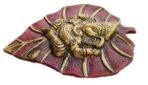 Trendy Crafts Metal Lord Ganesha on Leaf Wall Hanging | Spiritual Hindu Wall Décor Art | Sacred Blessing for Home Entrance, Puja & Office | Durable Metal Craft (Mahroon)(AA1103/135) - Image 2