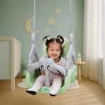 Amazon Brand - Supples Baby Swing for Kids | Non-Toxic Plastic | Indoor & Outdoor Use | Adjustable Design with Safety Belt | Age 6 Months to 4 Years | Green & Grey , BLUE & PINK (AA1102/42)
