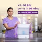 Philips Avent Sterilizer I No.1 Brand Recommended by Moms Worldwide | Kills 99.9%* Germs in 10 mins Cycle with Natural Steam Sterilization I Stays Sterile Upto 24hrs* | SCF291/00 - Image 2