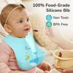 R for Rabbit Safari Silicone Bib for Baby Food Feeding BPA Free, Baby Apron Adjustable Straps With Food Pocket, Mess Free, Waterproof, Washable & Reusable Ideal for Babies 6 to 36 Months (Lake Blue & Peach & Sea Green) (AA1102/98) - Image 4