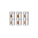 Ebun Stainless Steel See Through Small Containers | Small Containers with Capacity 200 Grams | Pack of 6 Pcs Combo, Silver[AA1100/12]
