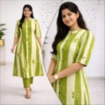 Woman's Floral Print A-line Rayon Kurti with Pant Set - Image 3