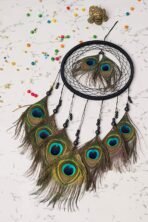 Colour	Black Brand	THE URBAN CRAFTIQUE Occasion	Home Decoration Material	Thread, Beeds, Wooden ring & Peacock Feather Theme	Traditional Cartoon Character	Traditional Dream Catcher Style	Traditional Product Dimensions	2D x 25W x 35H Centimeters Target Audience	Adult Included Components	Dream Catcher - Image 3