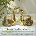 BEHOMA Aluminium Pair of Swans for Good Luck | Feng Shui Love Gifts Candle Holder for Home Decor Living Room | Showpiece Wedding Gift for Valentine's Day for Couple (Candles not Included) Gold - Image 3