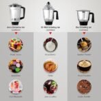 Prestige Endura 1000 Watt Mixer Grinder with 6 Jars | Heavy-Duty Ball Bearing Motor | 3 Stainless Steel Jars + 1 Juicer + 1 Mix-O-Keep + 1 Multi-Utility | SS Baldes | Black | 5Y Motor Warranty - Image 3